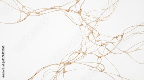 Abstract organic golden network lines on white background