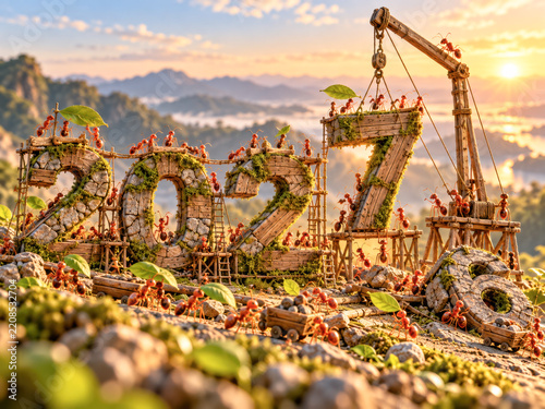 Creative Ants Construct Number Art Installation in Nature Setting at Sunrise Fresh Perspective