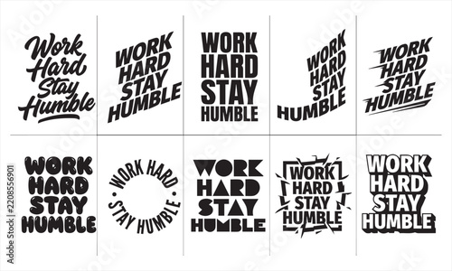 Work Hard Stay Humble motivational typography lettering