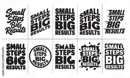 Small Steps Big Results motivational typography lettering set
