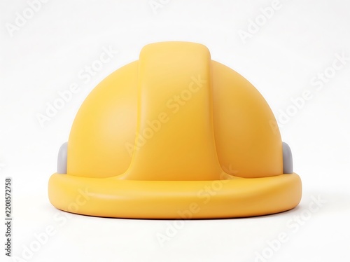3D illustration of a bright yellow hard hat construction helmet for safety and building projects