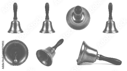 Handbell set various angles and perspectives retro halftone dot texture collage element vintage design