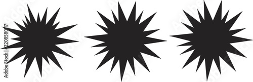 Starburst silhouette vector set, retro explosion sticker burst icons for sales promotion
