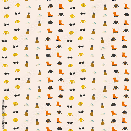 Pattern of illustrated clothing and accessories