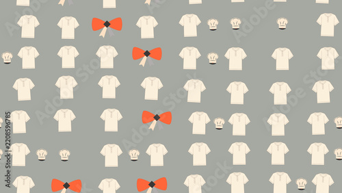 Fotografie Pattern of t-shirts, chef hats, and bows