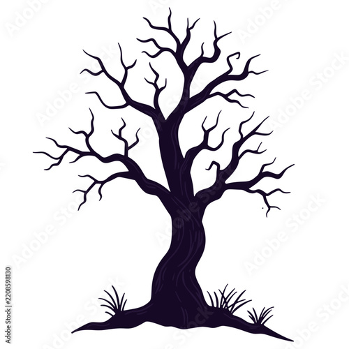 silhouette of a halloween tree in transparent background