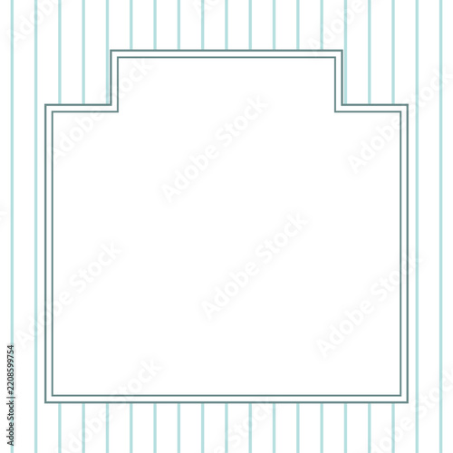 正方形のシンプルなバナーフレーム 水色のストライプ背景 / Simple square banner frame with mint green striped background