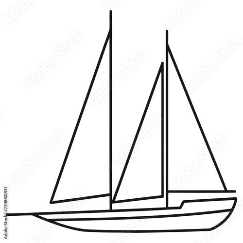 Simple Line Drawing of a Sailboat