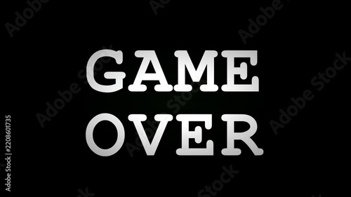 Game over text on black background for video games and digital media ending concept