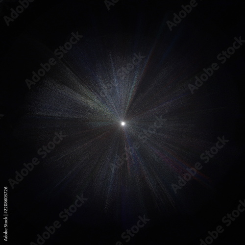 Bright Star Light Bursting Dark Night Space