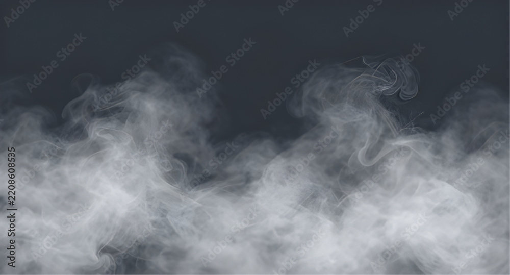Fototapeta premium White Smoke Overlay Effect Isolated Black Background Abstract Steam Swirl Texture Graphic