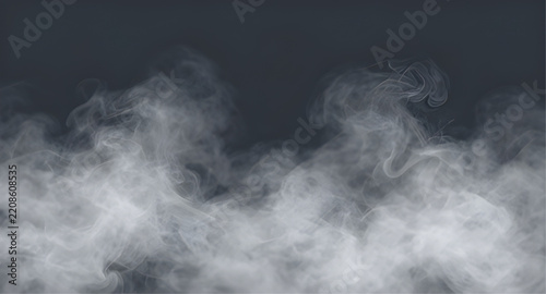 White Smoke Overlay Effect Isolated Black Background Abstract Steam Swirl Texture Graphic