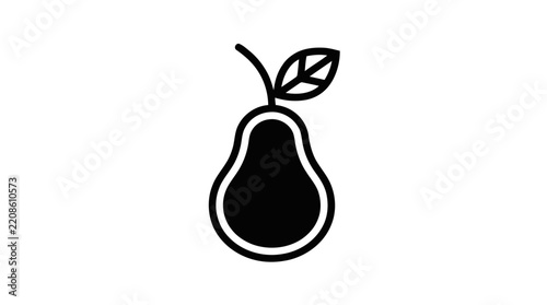 Pear fruit silhouette featuring smooth black textures and a clean outline highlighting its organic shape.