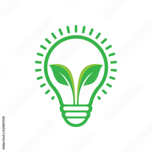 Green Eco Friendly Light Bulb Icon
