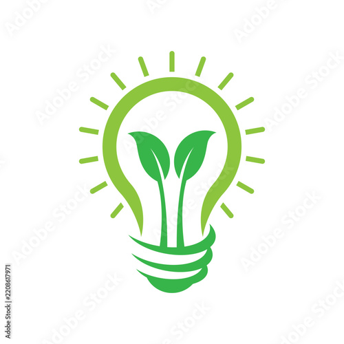 Green Eco Friendly Light Bulb Icon