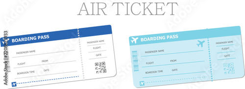 Air Ticket Boarding Pass Template design, Flat Vector Airline Ticket vector design, Airplane ticket template Airline flight pass concept vector illustration