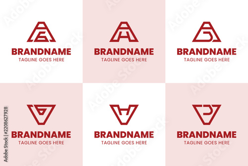 Letters AG AH AJ VG VH VJ Monoline Logo Set, for GA HA JA GV HV JV Initials Brand