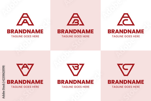 Letters AA AB AC VA VB VC Monoline Logo Set, for A BA CA AV BV CV Initials Brand