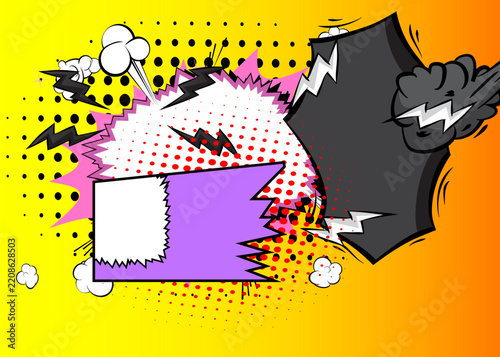 Vector cartoon background, colorful comic book backdrop. Retro comics pop art design.