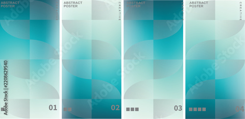 Abstract Geometric Poster Template Set, Minimalist Teal Gradient Flyer Design Collection, Modern Graphic Cover Backgrounds