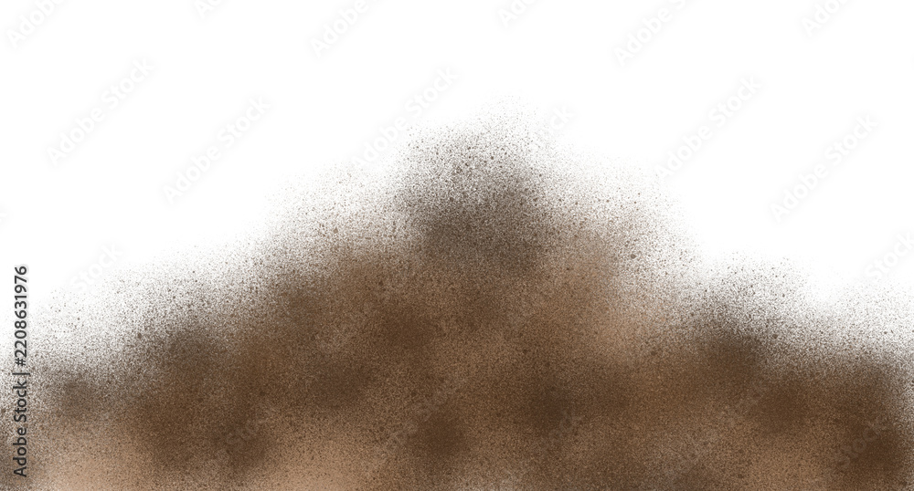 Fototapeta premium Modern Brown Powder Sand Dust Explosion Effect for Action and Dramatic Header Overlay