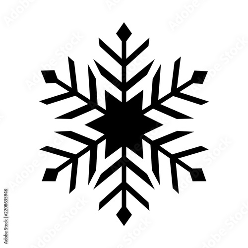 Geometric snowflake silhouette, modern christmas winter vector art