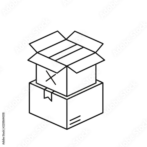 Stack of two open and closed cardboard boxes