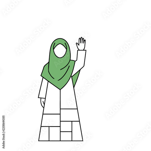 Woman in Hijab Waving