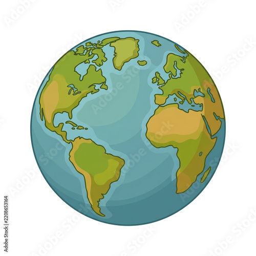 Stylized Earth Globe Illustrated on White Background for Global Concept