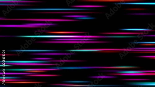 Fast horizontal neon pink and blue light speed trails blurring across black backdrop