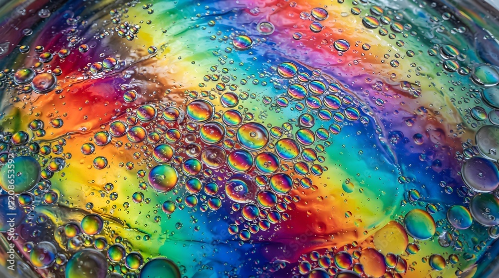 Fototapeta premium Vivid Oil Bubble Abstract with Rainbow Colors and Unique Patterns