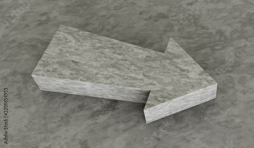 Raw Concrete 3D Arrow Shape on Matching Grungy Cement Surface Texture
