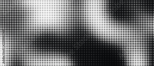 Abstract Black and White Halftone Pattern with Distorted Gradient Dots Texture for Modern Graphic Design Background