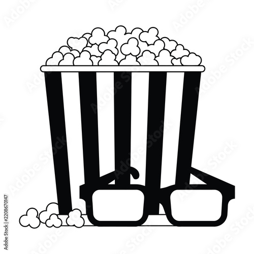 Popcorn bucket with 3d glasses for movie night fun entertainment