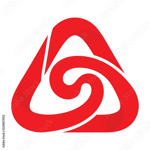 Red swirly triangular logo symbol icon graphic