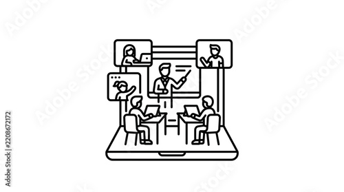 Online Education, Virtual Classroom, E-learning, Webinar Icon