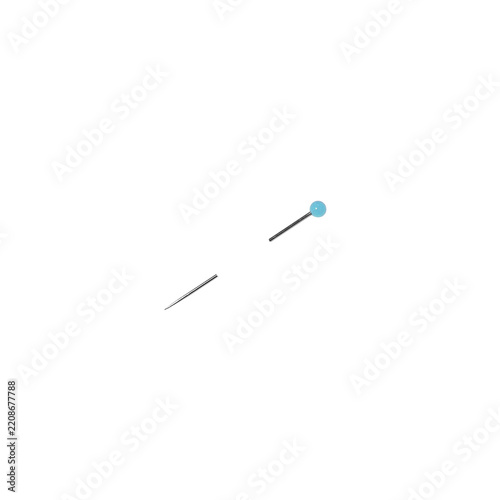 Light Blue Round Head Pin Isolated