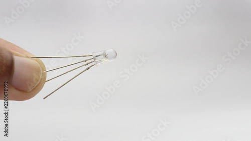 Tricolor led with multiple wire leads used in multicolor indicator electronic projects close up view
