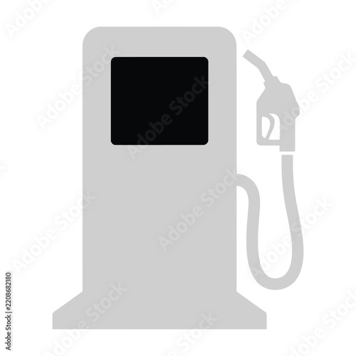 Gas pump with nozzle on white background fuel station icon