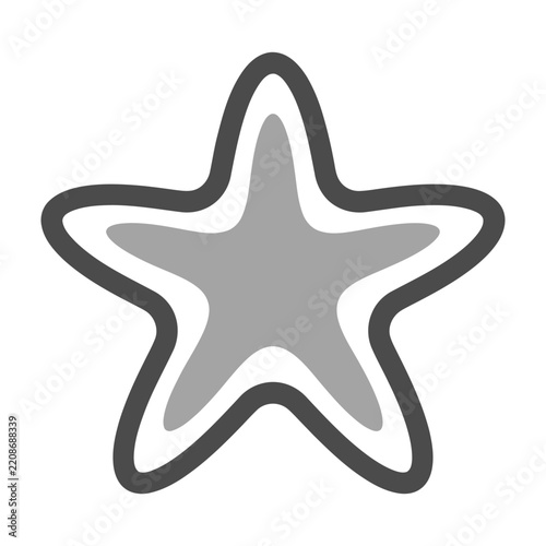 Gray Starfish Icon With Thick Dark Outline On White Background Minimalist Sea Shell Graphic Design Element