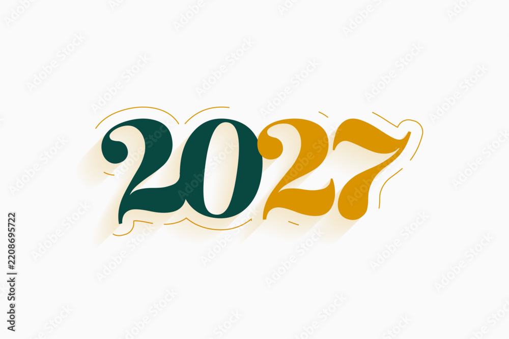 Fototapeta premium minimalist 2027 lettering new year greeting background design