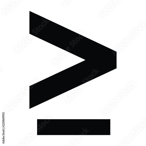 Greater than or equal to mathematical symbol isolated on a clean white background