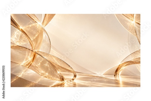 Luminous Champagne Gold Glass Waves with Elegant Flowing Curves and Warm Ivory Light, Luxury Abstract Background