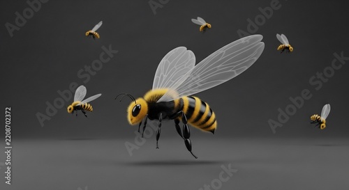 群れ飛ぶ蜂、リアルな3D表現