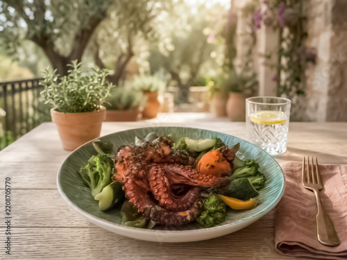 Plakat w ramie Pieuvre grillée 