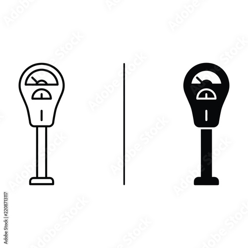 Parking meter icon with black and white color schemes