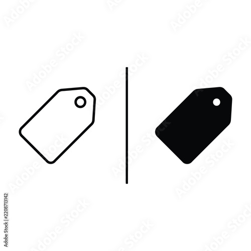 Black and white tag icons for labeling and pricing
