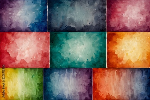 Bright Multicolor Watercolor Background Set with Vibrant Abstract Paint Textures Artistic Colorful Design Collection for Creative Projects and Crafts