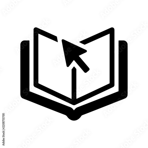 Open book with cursor pointer icon, e learning