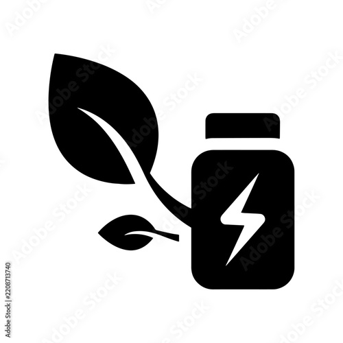 Organic energy supplement pill bottle icon